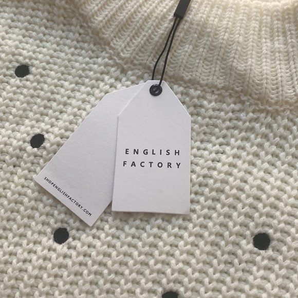 English Factory Smocked Polka Dot Embroidered Sweater M - Picture 8 of 11